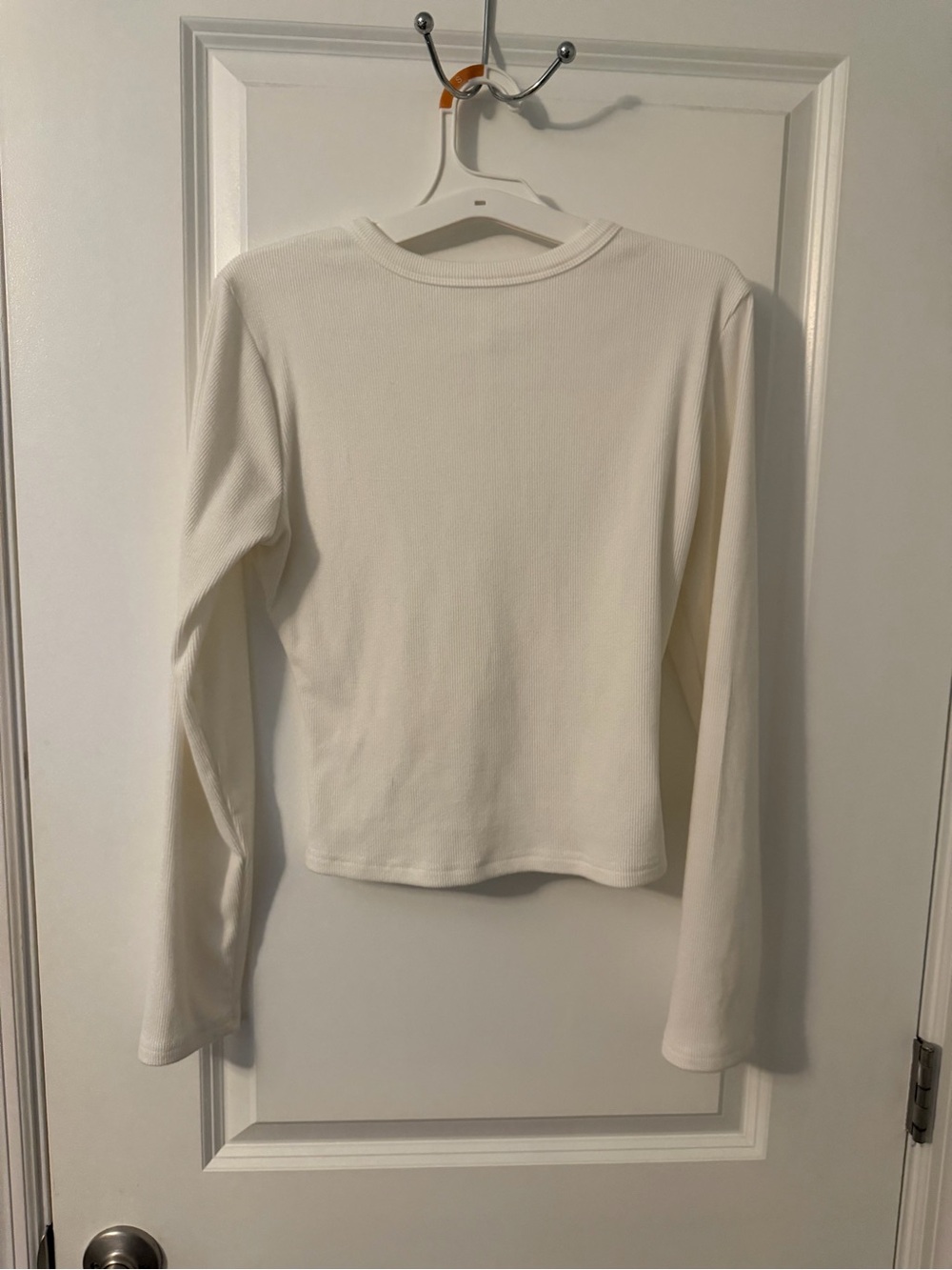 White Button-back Long Sleeve Top, Sz  S